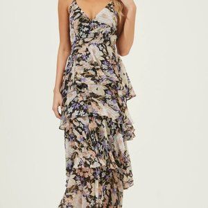 ASTR THE LABEL FLORAL TIERED RUFFLE MAXI DRESS